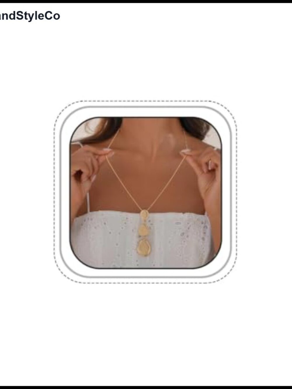 Gold Tone Irregular Disc Y Drop Necklace Snake Chain Adjustable